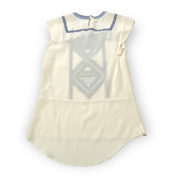 NWT‎ Veronica Beard White Silk Embroidered Baja Flutter Top, Size 0 - Picture 9 of 14